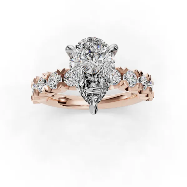 18K Rose Gold Pear Engagement Ring Setting Image 4 SVS Fine Jewelry Oceanside, NY