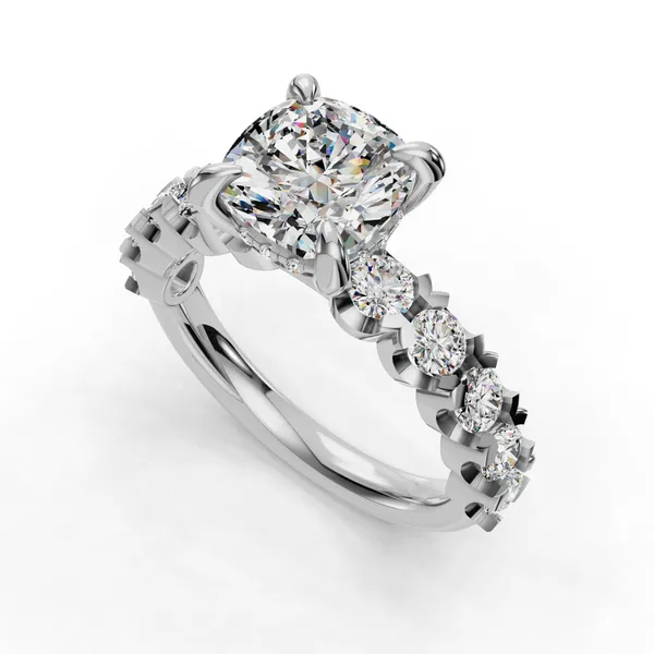18K White Gold Cushion Engagement Ring Setting SVS Fine Jewelry Oceanside, NY