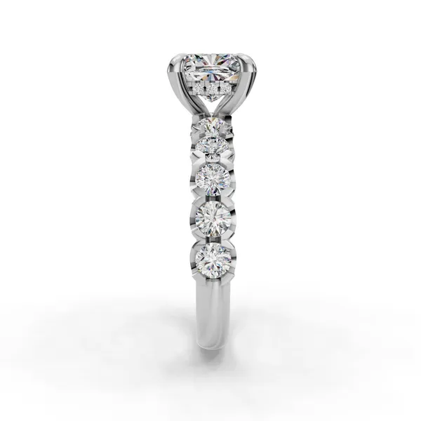 18K White Gold Cushion Engagement Ring Setting Image 3 SVS Fine Jewelry Oceanside, NY
