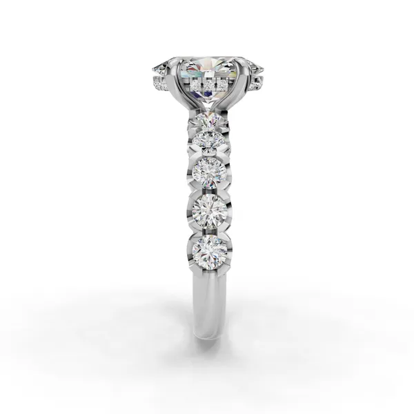 18K White Gold Oval Engagement Ring Setting Image 3 SVS Fine Jewelry Oceanside, NY