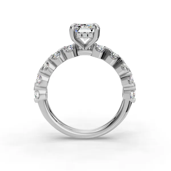 18K White Gold Emerald Engagement Ring Setting Image 2 SVS Fine Jewelry Oceanside, NY