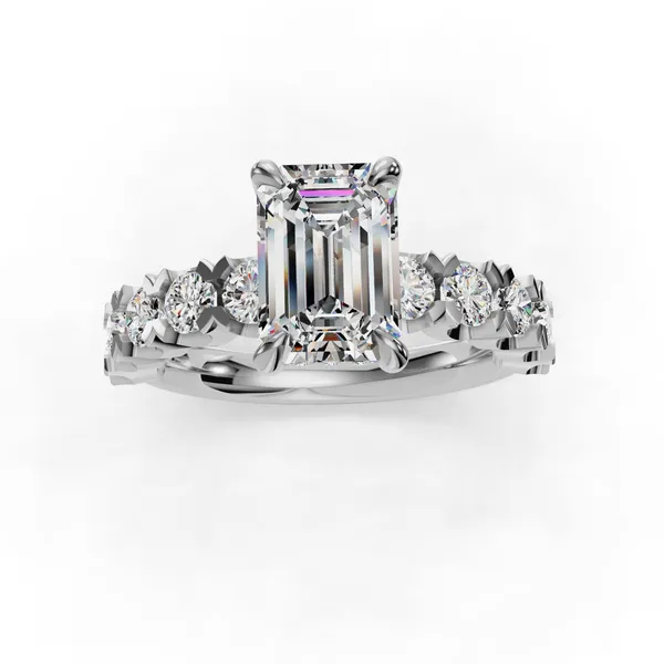 18K White Gold Emerald Engagement Ring Setting Image 4 SVS Fine Jewelry Oceanside, NY