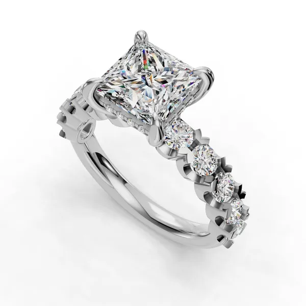 18K White Gold Princess Engagement Ring Setting SVS Fine Jewelry Oceanside, NY