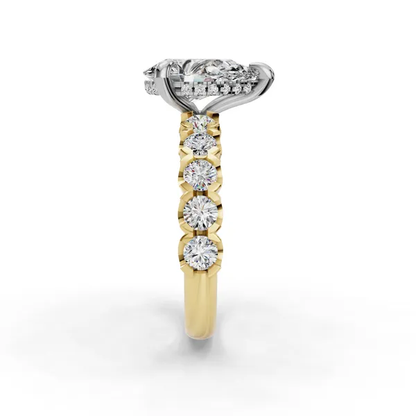 18K Yellow Gold Pear Engagement Ring Setting Image 3 SVS Fine Jewelry Oceanside, NY