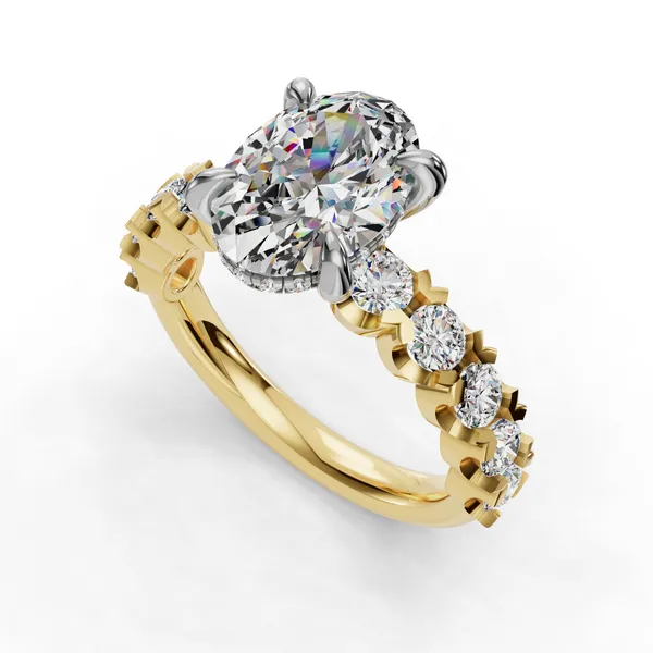 18K Yellow Gold Oval Engagement Ring Setting SVS Fine Jewelry Oceanside, NY