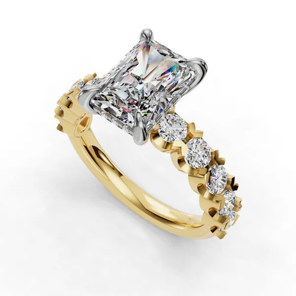 18K Yellow Gold Radiant Engagement Ring Setting SVS Fine Jewelry Oceanside, NY