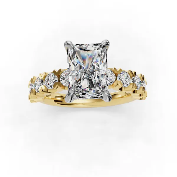 18K Yellow Gold Radiant Engagement Ring Setting Image 4 SVS Fine Jewelry Oceanside, NY