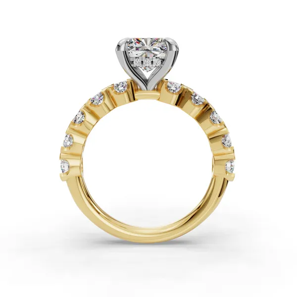 18K Yellow Gold Cushion Engagement Ring Setting Image 2 SVS Fine Jewelry Oceanside, NY