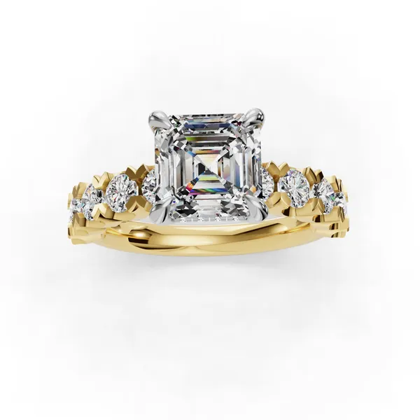 18K Yellow Gold Asscher Engagement Ring Setting Image 4 SVS Fine Jewelry Oceanside, NY