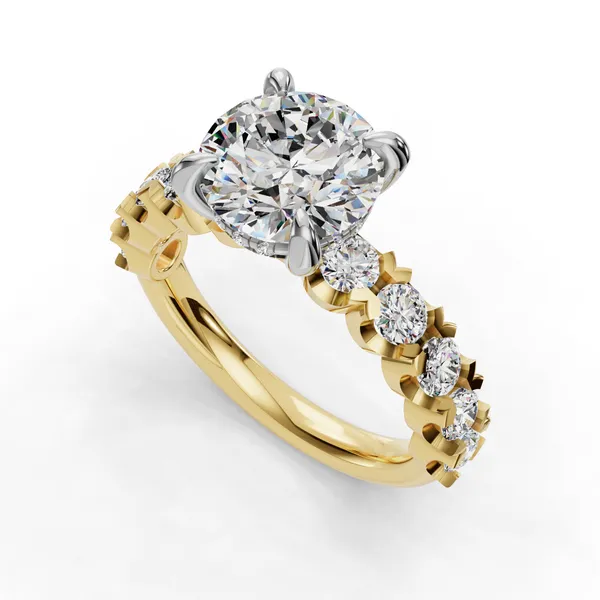 18K Yellow Gold Round Engagement Ring Setting SVS Fine Jewelry Oceanside, NY