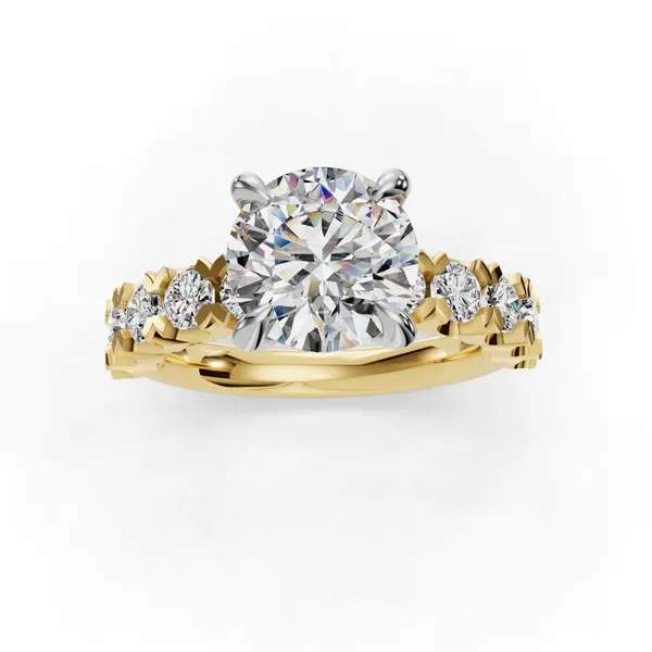 18K Yellow Gold Round Engagement Ring Setting Image 4 SVS Fine Jewelry Oceanside, NY