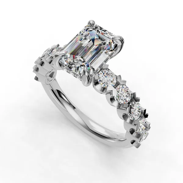 Platinum Emerald Engagement Ring Setting SVS Fine Jewelry Oceanside, NY