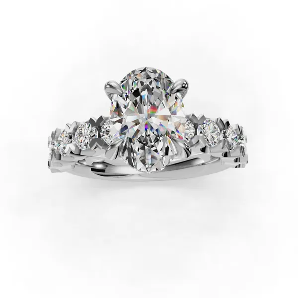 Platinum Oval Engagement Ring Setting Image 4 SVS Fine Jewelry Oceanside, NY