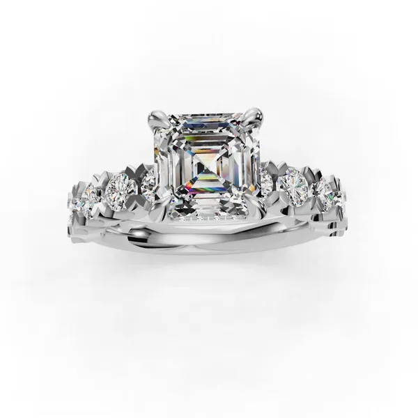 Platinum Asscher Engagement Ring Setting Image 4 SVS Fine Jewelry Oceanside, NY
