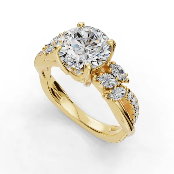 14K Yellow Gold Round Engagement Ring Setting SVS Fine Jewelry Oceanside, NY