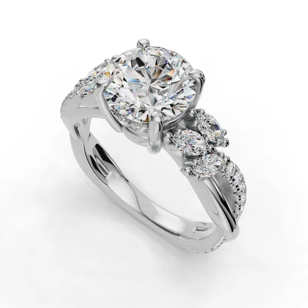 14K White Gold Round Engagement Ring Setting SVS Fine Jewelry Oceanside, NY