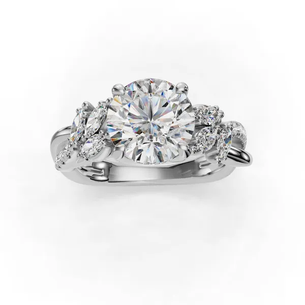 18K White Gold Round Engagement Ring Setting Image 4 SVS Fine Jewelry Oceanside, NY