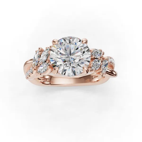 14K Rose Gold Round Engagement Ring Setting Image 4 SVS Fine Jewelry Oceanside, NY