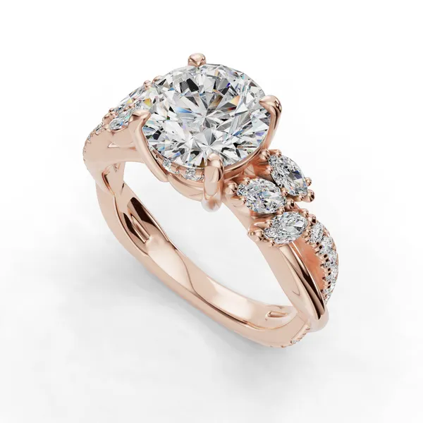 18K Rose Gold Round Engagement Ring Setting SVS Fine Jewelry Oceanside, NY