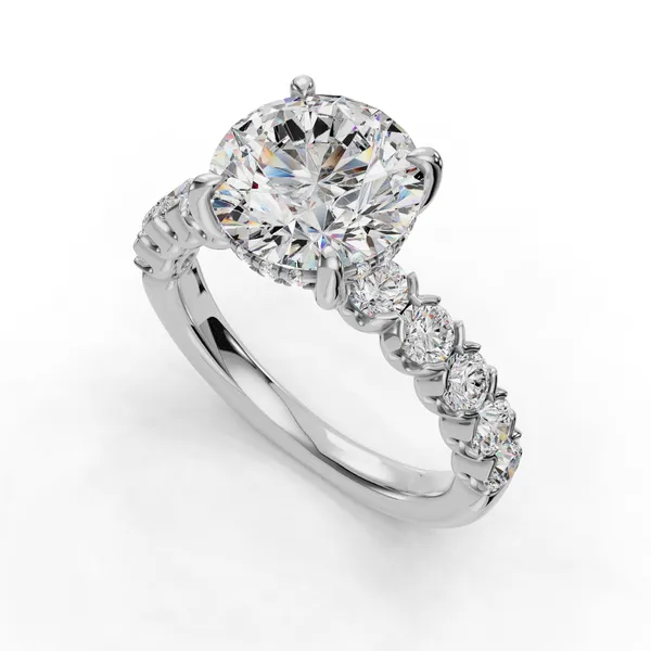 14K White Gold Round Engagement Ring Setting SVS Fine Jewelry Oceanside, NY