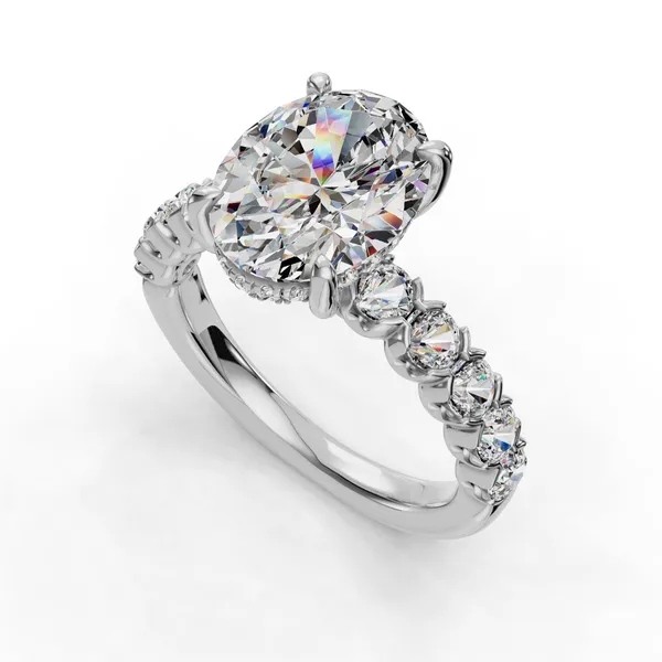 14K White Gold Oval Engagement Ring Setting SVS Fine Jewelry Oceanside, NY