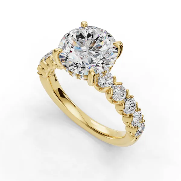 14K Yellow Gold Round Engagement Ring Setting SVS Fine Jewelry Oceanside, NY