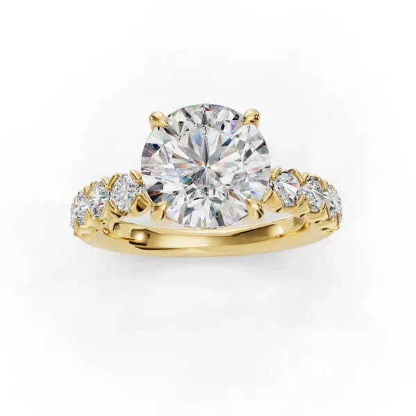 14K Yellow Gold Round Engagement Ring Setting Image 4 SVS Fine Jewelry Oceanside, NY