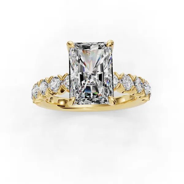 14K Yellow Gold Radiant Engagement Ring Setting Image 4 SVS Fine Jewelry Oceanside, NY