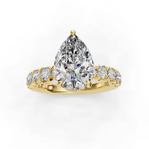 14K Yellow Gold Pear Engagement Ring Setting Image 4 SVS Fine Jewelry Oceanside, NY