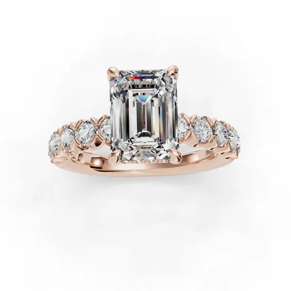 18K Rose Gold Emerald Engagement Ring Setting Image 4 SVS Fine Jewelry Oceanside, NY