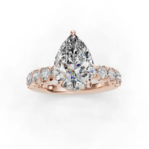 18K Rose Gold Pear Engagement Ring Setting Image 4 SVS Fine Jewelry Oceanside, NY