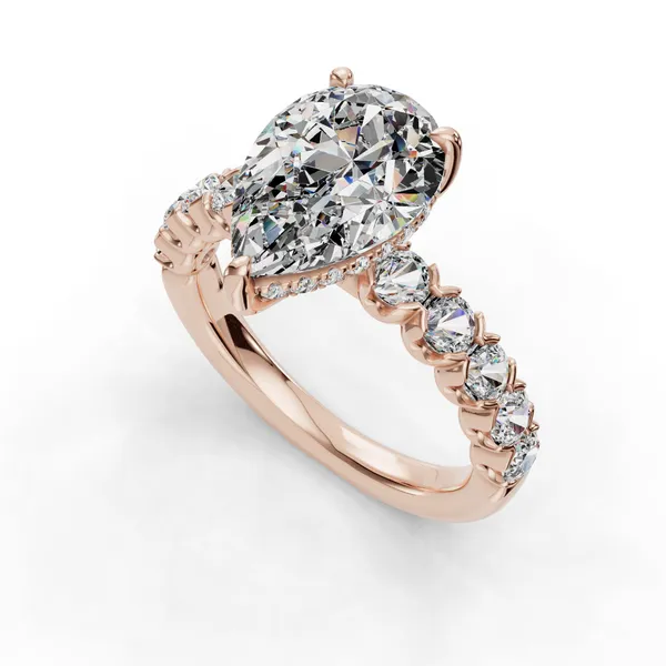 18K Rose Gold Pear Engagement Ring Setting SVS Fine Jewelry Oceanside, NY