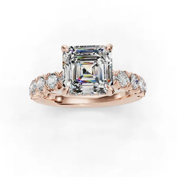 18K Rose Gold Asscher Engagement Ring Setting Image 4 SVS Fine Jewelry Oceanside, NY