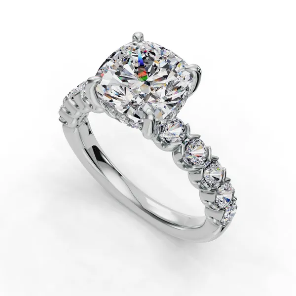 18K White Gold Cushion Engagement Ring Setting SVS Fine Jewelry Oceanside, NY