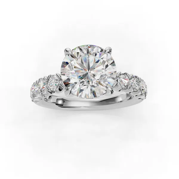 18K White Gold Round Engagement Ring Setting Image 4 SVS Fine Jewelry Oceanside, NY