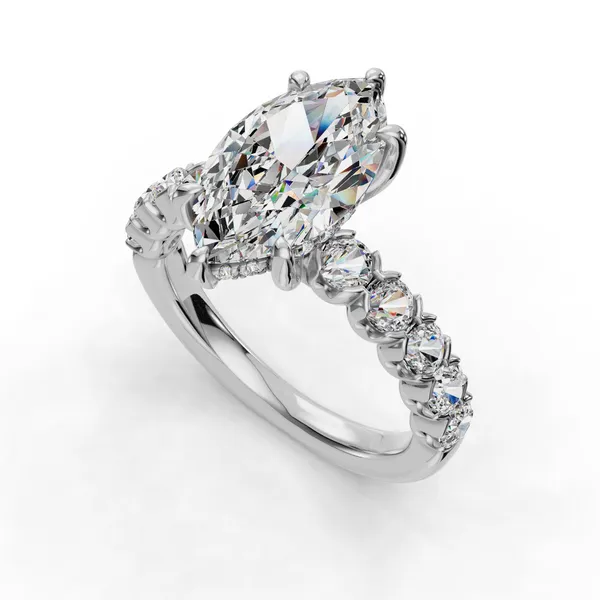 18K White Gold Marquise Engagement Ring Setting SVS Fine Jewelry Oceanside, NY