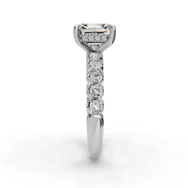 18K White Gold Asscher Engagement Ring Setting Image 3 SVS Fine Jewelry Oceanside, NY