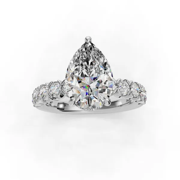 18K White Gold Pear Engagement Ring Setting Image 4 SVS Fine Jewelry Oceanside, NY