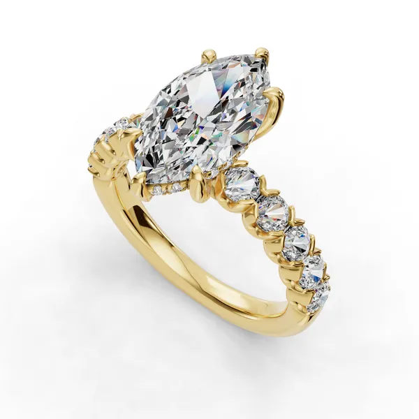 18K Yellow Gold Marquise Engagement Ring Setting SVS Fine Jewelry Oceanside, NY