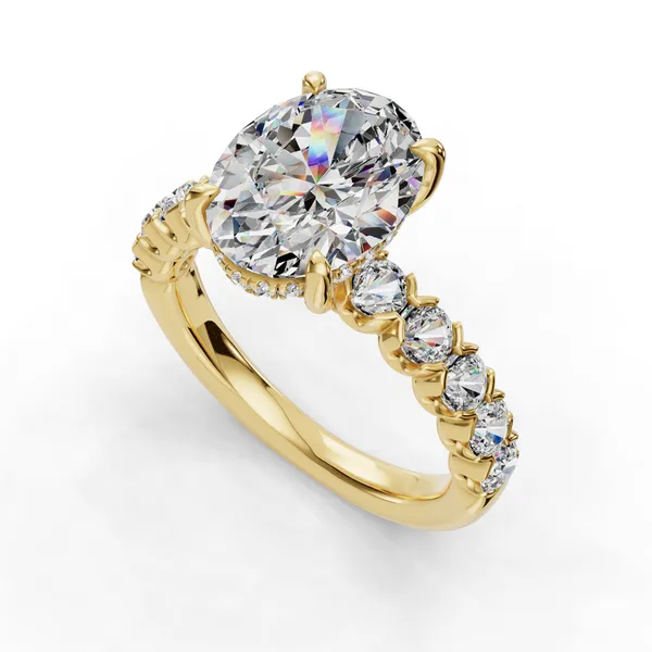 18K Yellow Gold Oval Engagement Ring Setting SVS Fine Jewelry Oceanside, NY