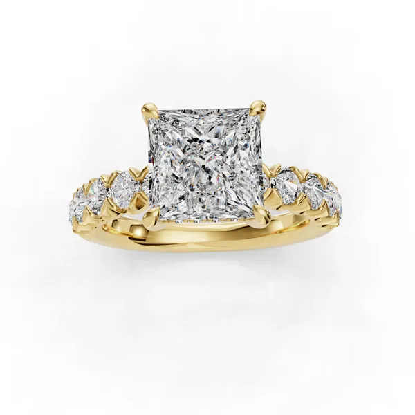 18K Yellow Gold Princess Engagement Ring Setting Image 4 SVS Fine Jewelry Oceanside, NY