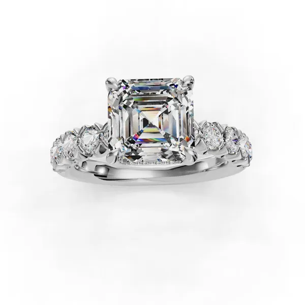 Platinum Asscher Engagement Ring Setting Image 4 SVS Fine Jewelry Oceanside, NY