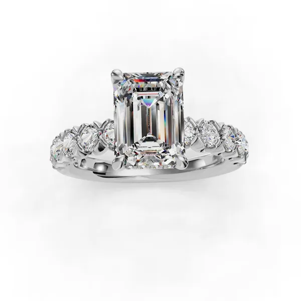 Platinum Emerald Engagement Ring Setting Image 4 SVS Fine Jewelry Oceanside, NY