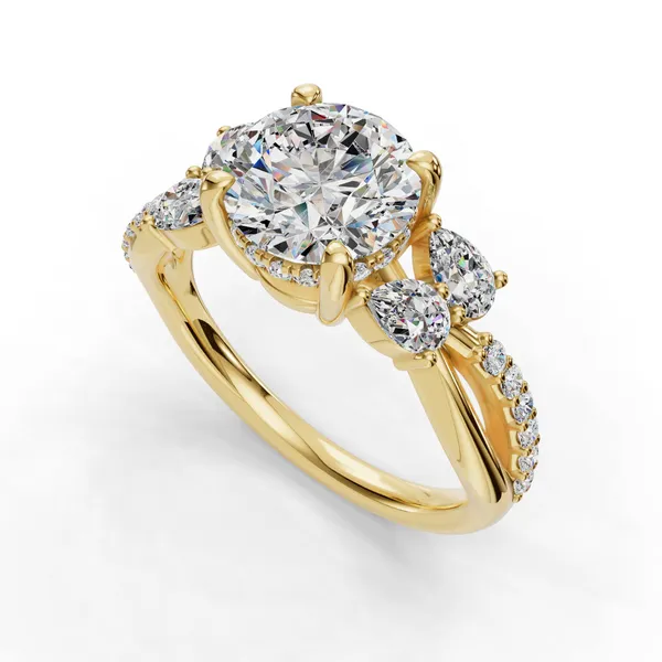 18K Yellow Gold Round Engagement Ring Setting SVS Fine Jewelry Oceanside, NY