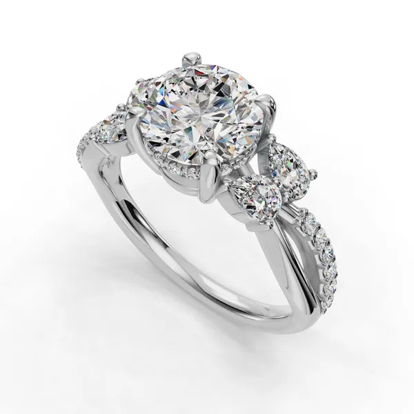 18K White Gold Round Engagement Ring Setting SVS Fine Jewelry Oceanside, NY