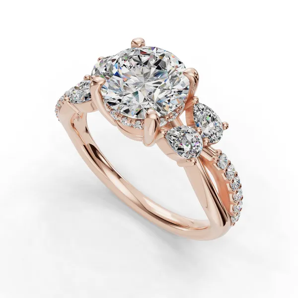 18K Rose Gold Round Engagement Ring Setting SVS Fine Jewelry Oceanside, NY