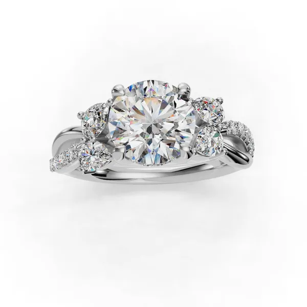 Platinum Round Engagement Ring Setting Image 4 SVS Fine Jewelry Oceanside, NY