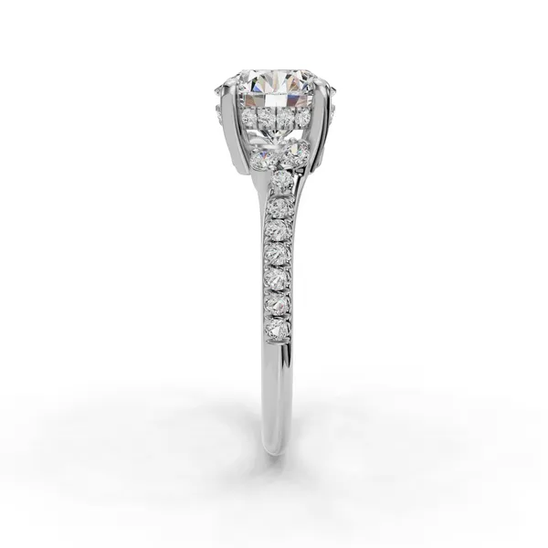 18K White Gold Round Engagement Ring Setting Image 3 SVS Fine Jewelry Oceanside, NY