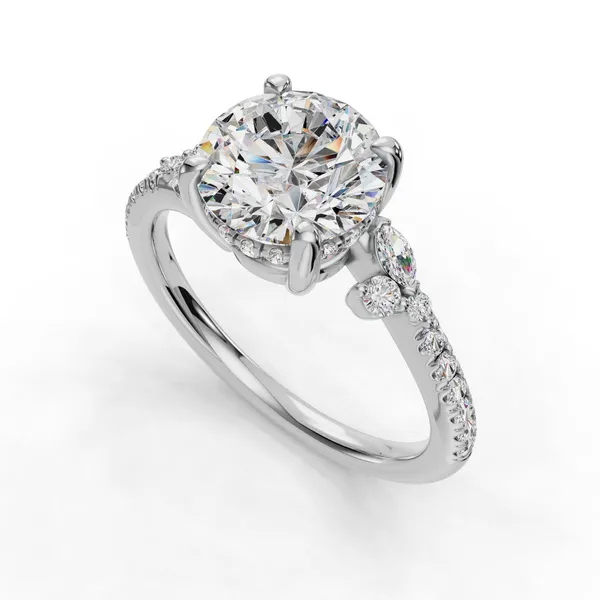 18K White Gold Round Engagement Ring Setting SVS Fine Jewelry Oceanside, NY