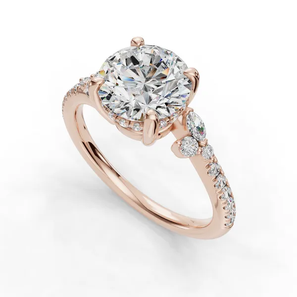 14K Rose Gold Round Engagement Ring Setting SVS Fine Jewelry Oceanside, NY
